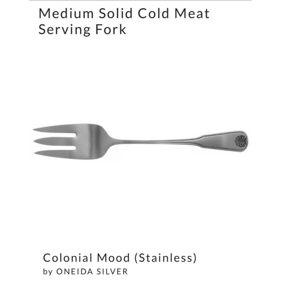 Oneida deluxe rogers Silver Medium Solid Cold Meat Serving Fork flatware glossy - Picture 2 of 2